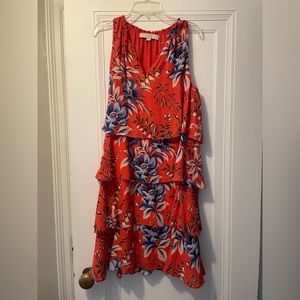 LOFT orange tiered dress